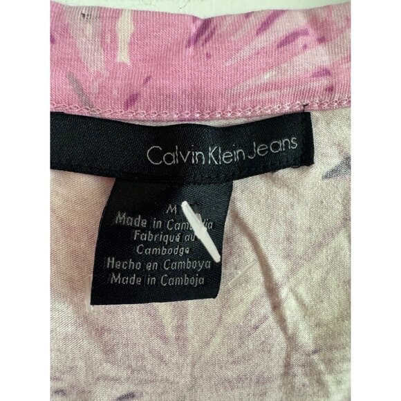 Calvin Klein Jeans Womens Medium Cotton Blend Pink Purple Floral Print Sleeveles - Picture 3 of 5